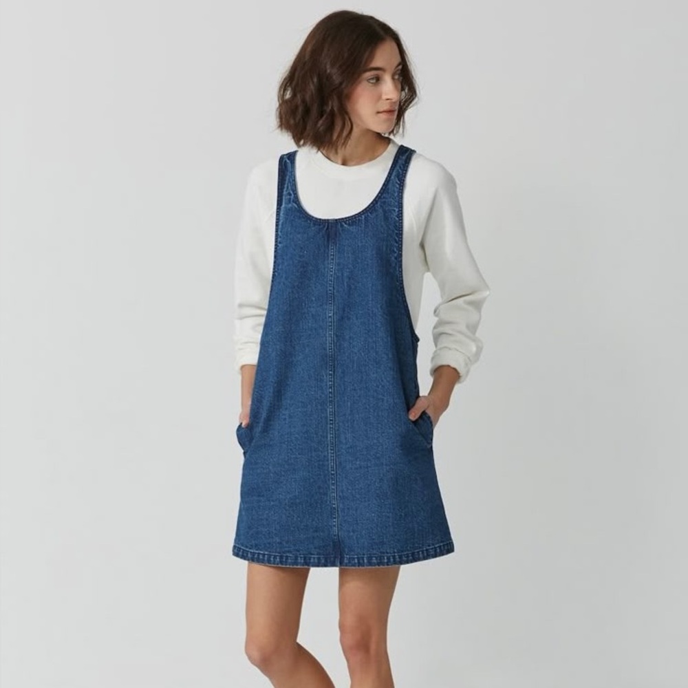 Frank & Oak Denim Pinafore Dress
